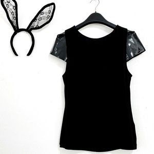 Alice + Olivia Employed patent leather sleeve top